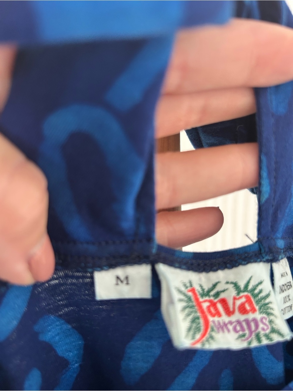 Java Wraps VTG Cobalt & Royal Blue Batik Print Jumpsuit Romper Size Medium Boho - Picture 8 of 10